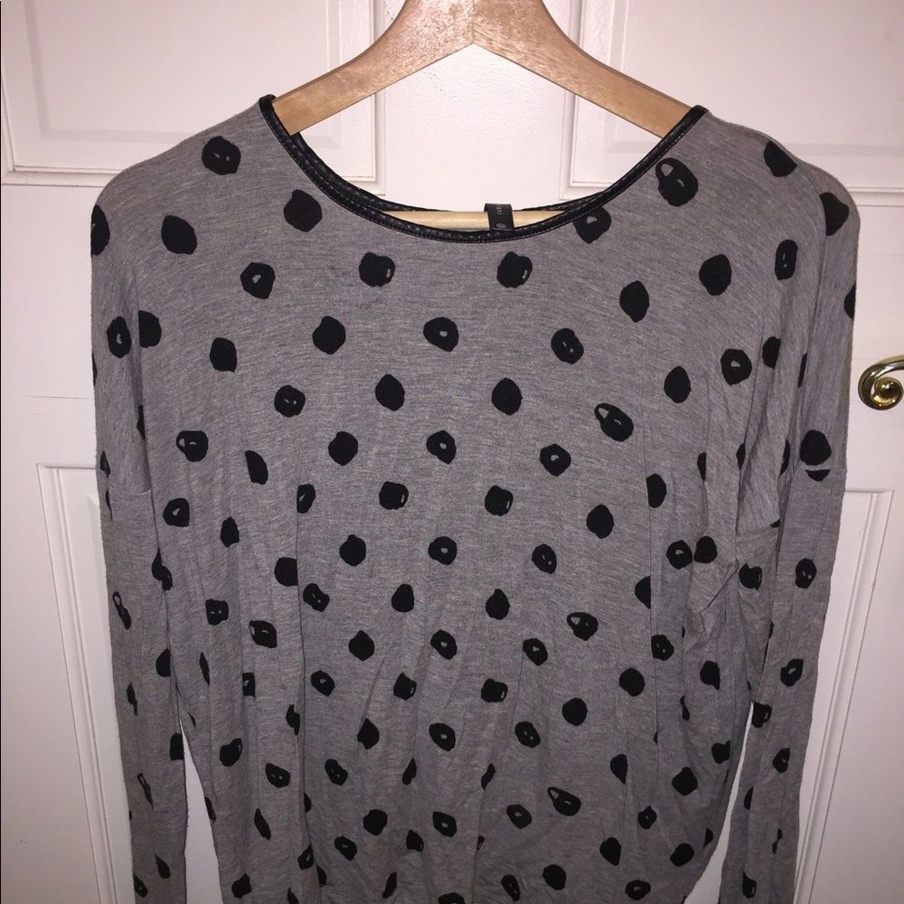 Grey and black polka dot blouse